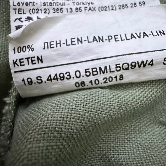 United Colors of Benetton Linen Long Sleeve Button Down Sage Green Small - Picture 7 of 7